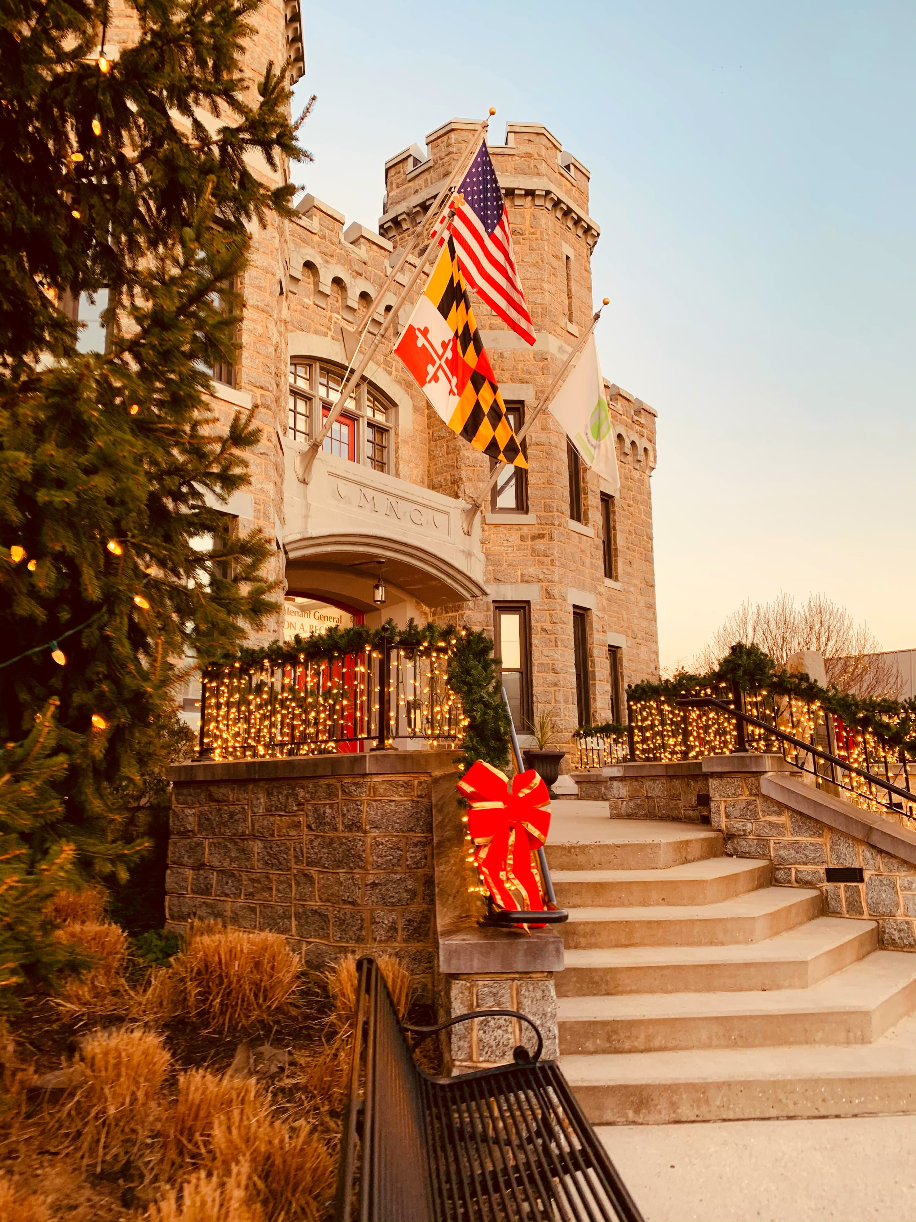 Bel Air Armory in downtown Bel Air at Christmas time.